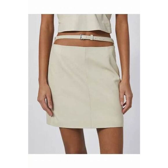 IRO Jaja Beige Belted Cut Out Leather Mini Skirt Size 2 - Picture 1 of 10